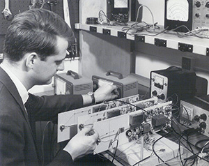 From Left to Right: The Original Harmonic Tone Generator, James Beauchamp constructing the Harmonic Tone Generator, a close up of one of the original instrument's panels